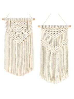 Small Macrame Wall Hanging 2 Pcs Woven Tapestry Wall Art Decor - Beautiful